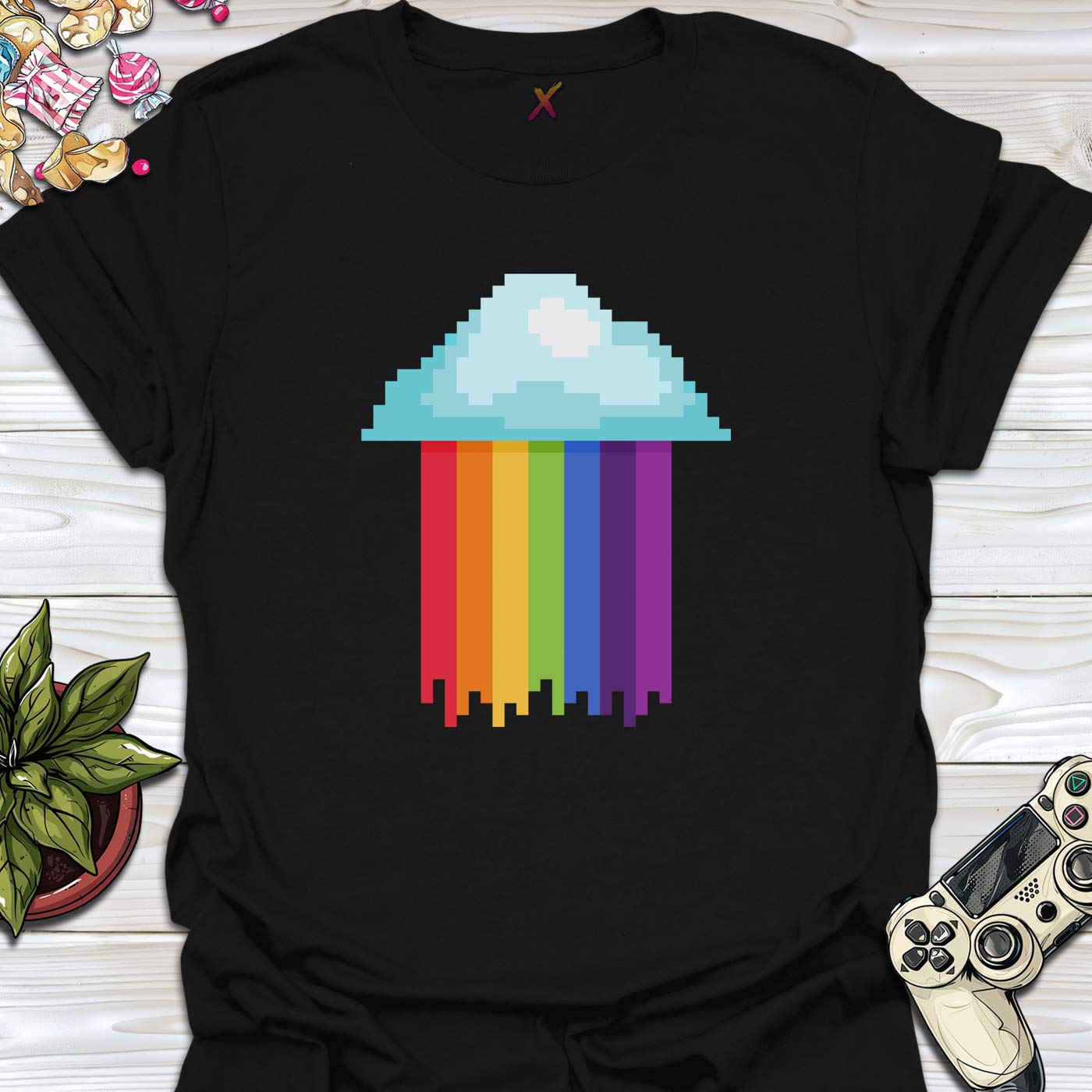 Rainbow Pixel Rain T-Shirt