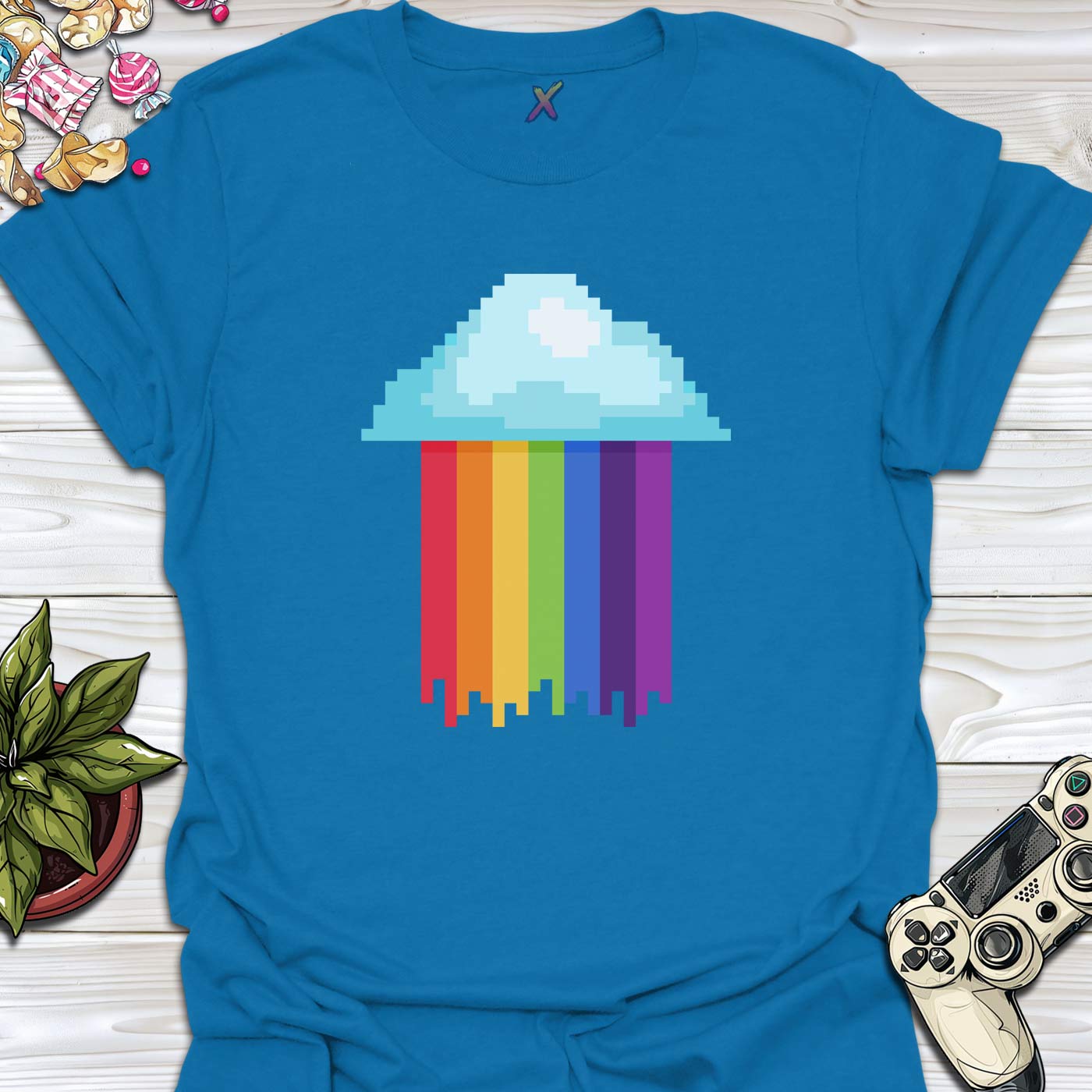 Rainbow Pixel Rain T-Shirt