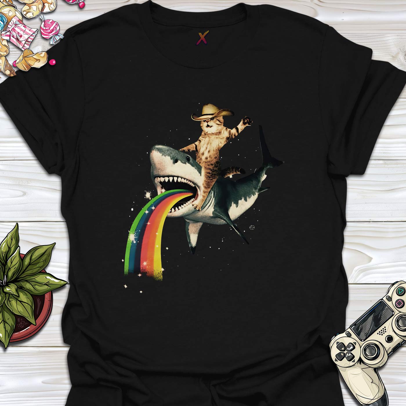 Cat Shark Rodeo Meme T-Shirt