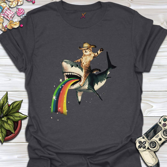 Cat Shark Rodeo Meme T-Shirt